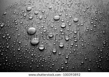 drops of water-repellent surface in black & white Royalty-Free Stock Photo #100393892