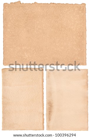 Set of hand made brown textured paper