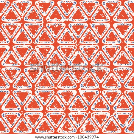 Seamless pattern with triangles and mosaic on a red grunge background, vector