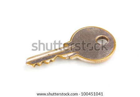 Metal key isolated on white