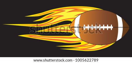 A football is flying through the air leaving a trail of flames behind