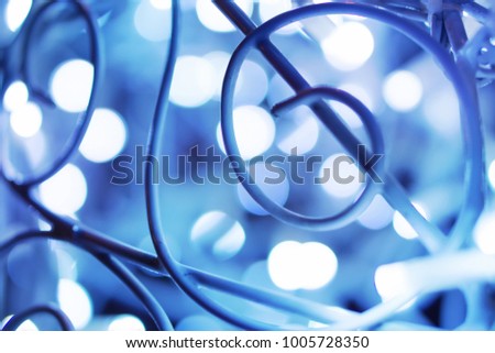 Blue Festive Christmas  elegant  abstract background with  bokeh lights 