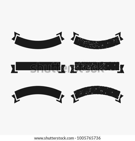 Rustic black banner and ribbon vector collection isolated on white background Royalty-Free Stock Photo #1005765736