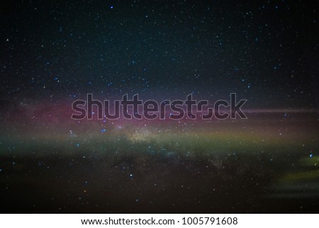Milky way  atmosphere in the dark night by Lake Pukaki , New Zealand