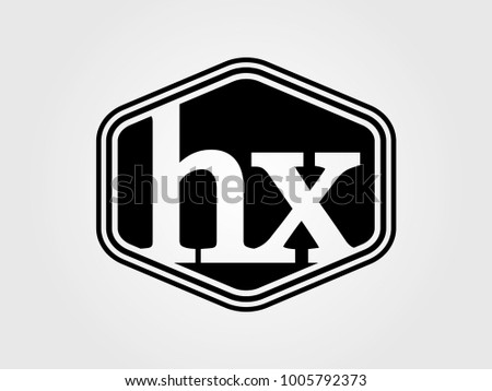 Initial letter hx lowercase logo minimalist black