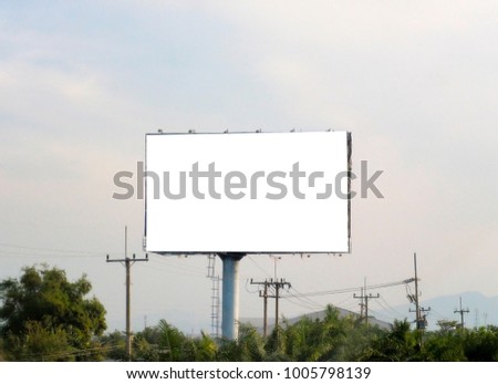 Blank billboard on blue sky background for new advertisement.