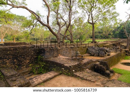 Brick stairway to Sigiriya or Sinhagiri is an ancient rock fortress, Sri Lanka