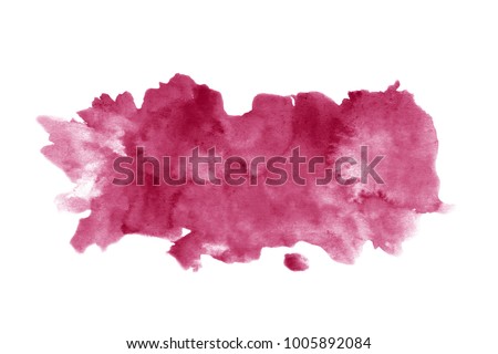Red wine stain isolated on white background. Realistic wine texture watercolor grunge brush. Dark red mark, watercolour drawing. Royalty-Free Stock Photo #1005892084