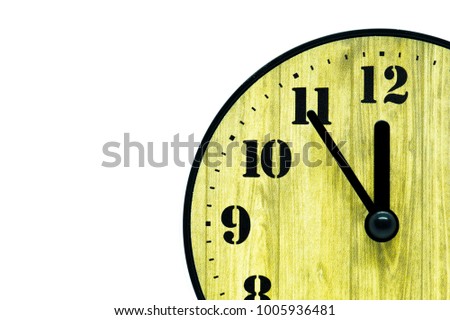 Wooden clock isolated on white background