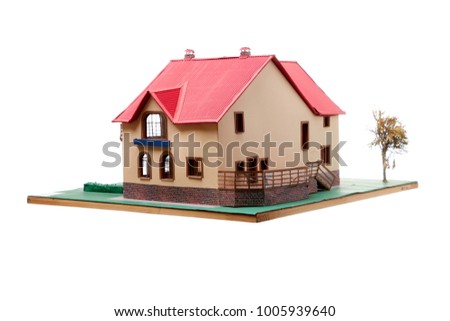 Colorful model of a house made of cardboard