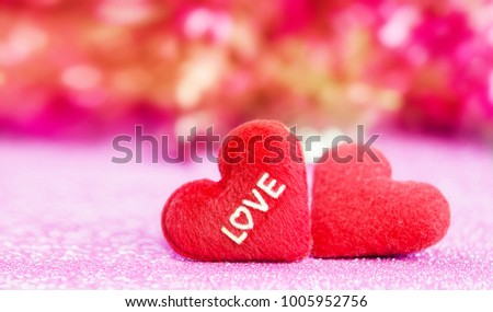 Red heart has the message "love" shape on the background. Light abstract music in love concept for Valentine's Day with sweet and romantic moments.Pictures for Valentine's Day