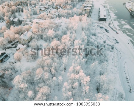 Scandinavian Village completely covered with Snow. Turku Finland