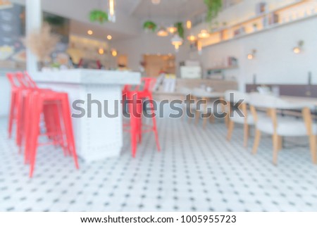 Modern coffee shop decoration temporary blur for background