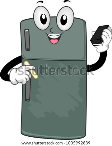 Illustration of a Fridge Mascot In Chalkboard Paint Holding a Chalk and an Eraser