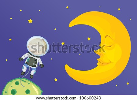 Illustration of astronaut and moon - EPS VECTOR format also available in my portfolio.
