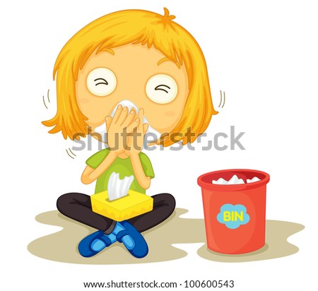 Illustration of a sick girl - EPS VECTOR format also available in my portfolio.