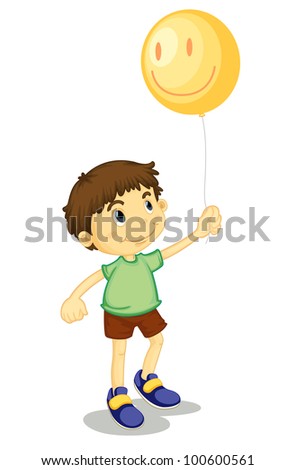 Young boy holding a helium balloon - EPS VECTOR format also available in my portfolio.