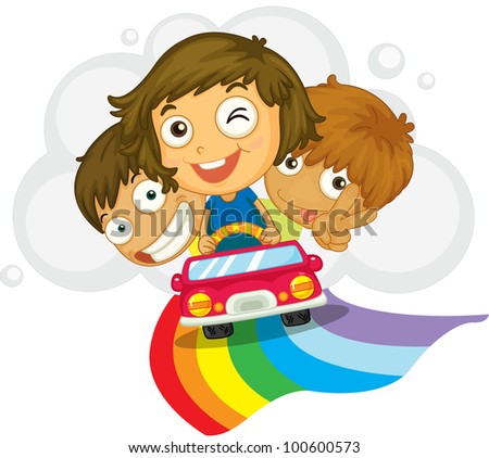 Illustration of kids driving in a car - EPS VECTOR format also available in my portfolio.