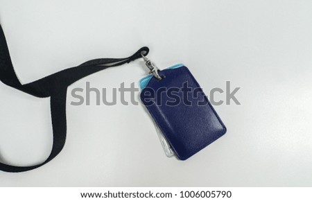 isolated neck leather name badge for company office