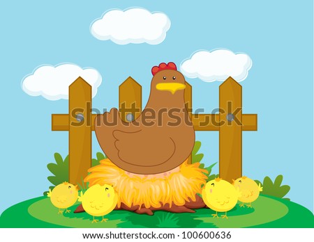 Illustration of a chicken and chicks - EPS VECTOR format also available in my portfolio.