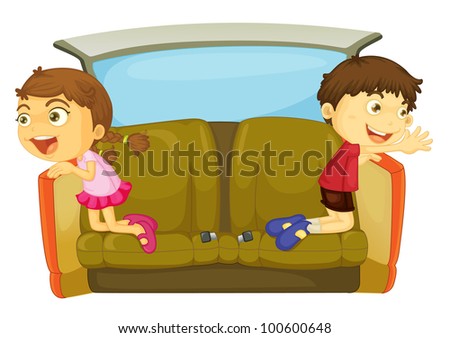 cartoon of kids in a car - EPS VECTOR format also available in my portfolio. Royalty-Free Stock Photo #100600648