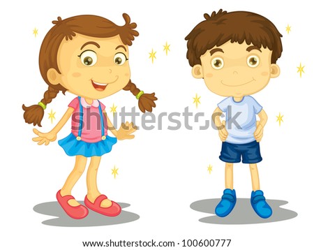 Sparkling clean boy and girl - EPS VECTOR format also available in my portfolio. Royalty-Free Stock Photo #100600777