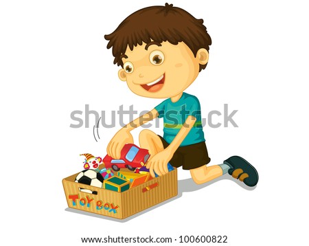 Illustration of boys with his toys - EPS VECTOR format also available in my portfolio.