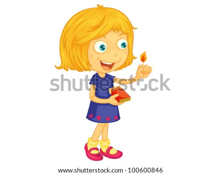 Illustration of a girl lighting a match - EPS VECTOR format also available in my portfolio.