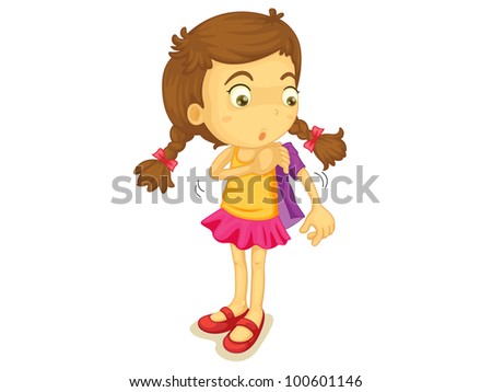 Illustration of a girl getting dressed - EPS VECTOR format also available in my portfolio.