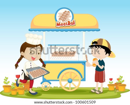 Illustration of kids selling food - EPS VECTOR format also available in my portfolio.