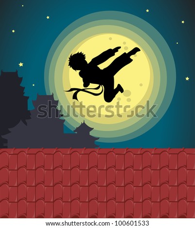 Illustration of kicking child over moon - EPS VECTOR format also available in my portfolio.