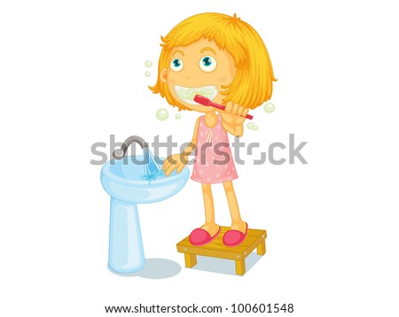 Illustration of child brushing teeth - EPS VECTOR format also available in my portfolio.