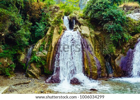 Kempty Falls is a magnificent waterfall nearly 1364m above sea level in the lap a green valley, Uttarakhand, India. The falls are situated on the hilly tracks,13 km from Mussoorie on the Chakrata Road