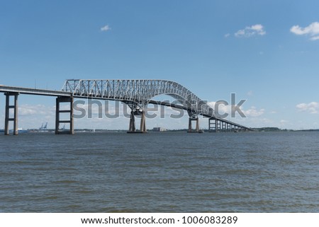 Popular view of the Key Bridge in Baltimore Maryland
