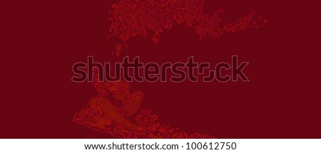 women illustration in red background