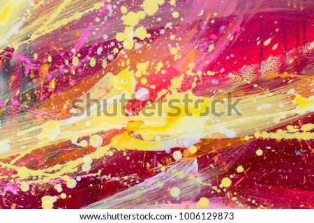 Abstract oil painting. Sun sunset and a road. Painting in red and  yellow. High resolution photo.