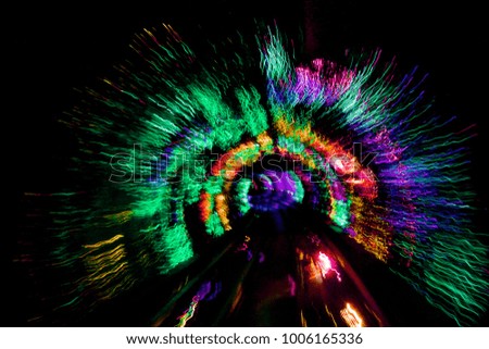 Neon lights in the Shanghai sightseeing tunnel.