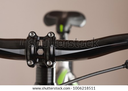 Bike handlebars, close up view, studio photo.
