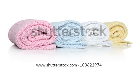 Baby towels in roll on a white background Royalty-Free Stock Photo #100622974