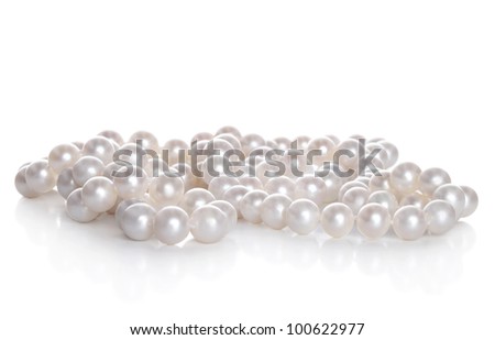 String of pearls on white background Royalty-Free Stock Photo #100622977