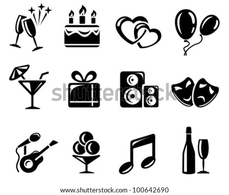 Party and celebration icon set