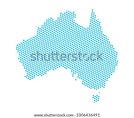 Abstract blue map of Australia - dots planet, lines, global world map halftone concept. Vector illustration eps 10.