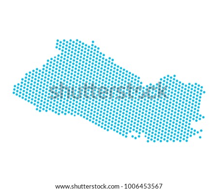 Abstract blue map of El salvador - dots planet, lines, global world map halftone concept. Vector illustration eps 10.