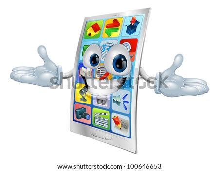 Cell phone character mascot cartoon illustration