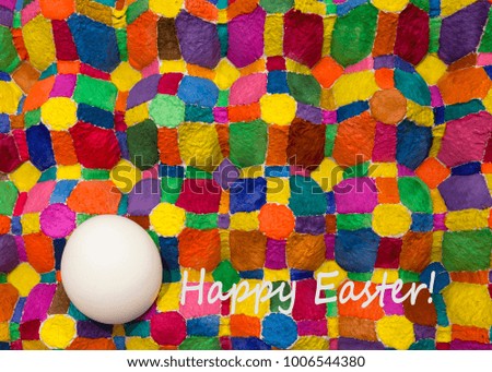 Happy Easter card. Colorful egg tray (Painted with watercolors)