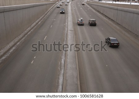 traffic of cars from the tunnel