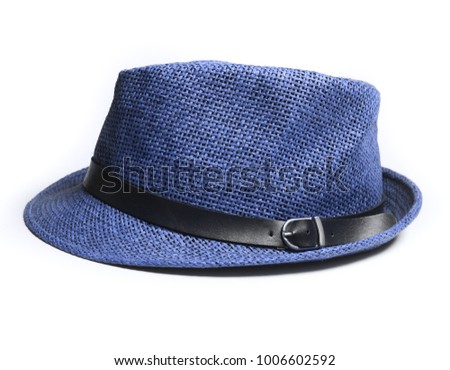 Blue men's hat on a white background