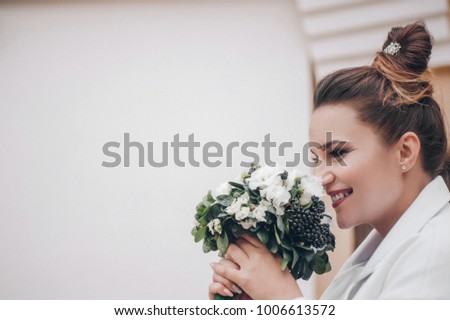 bride with wedding bouquet. picture with place for your text