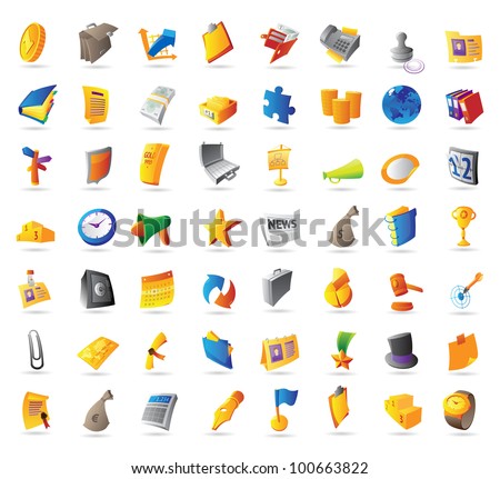 Icons for business, finance and office. Raster version. Vector version is also available.