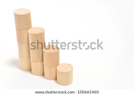 Stairs of Cylindrical column blocks. (on white background)
